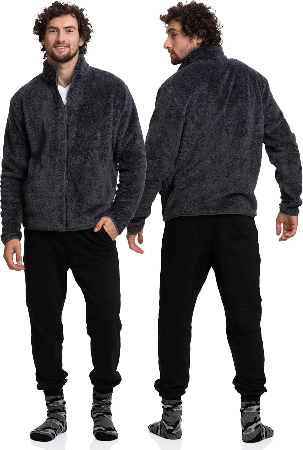 Mad Dog Men's Sherpa Jacket Ultimate Fuzzy Sweater for Men, Fleece Winter Coats, Mens Cold Weather Jackets