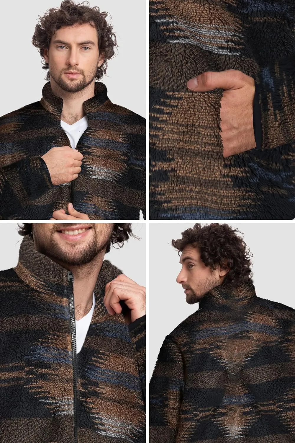 Mad Dog Men's Sherpa Jacket Ultimate Fuzzy Sweater for Men, Fleece Winter Coats, Mens Cold Weather Jackets