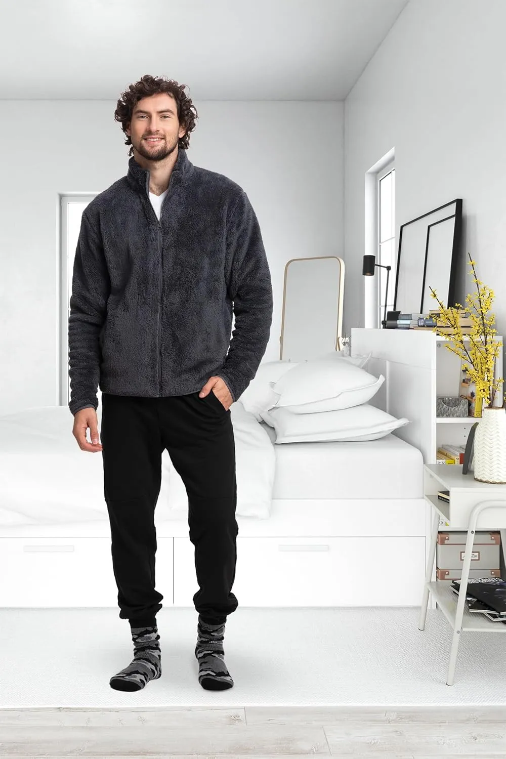 Mad Dog Men's Sherpa Jacket Ultimate Fuzzy Sweater for Men, Fleece Winter Coats, Mens Cold Weather Jackets