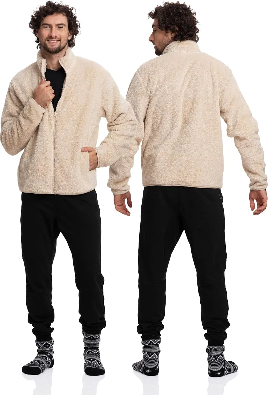 Mad Dog Men's Sherpa Jacket Ultimate Fuzzy Sweater for Men, Fleece Winter Coats, Mens Cold Weather Jackets
