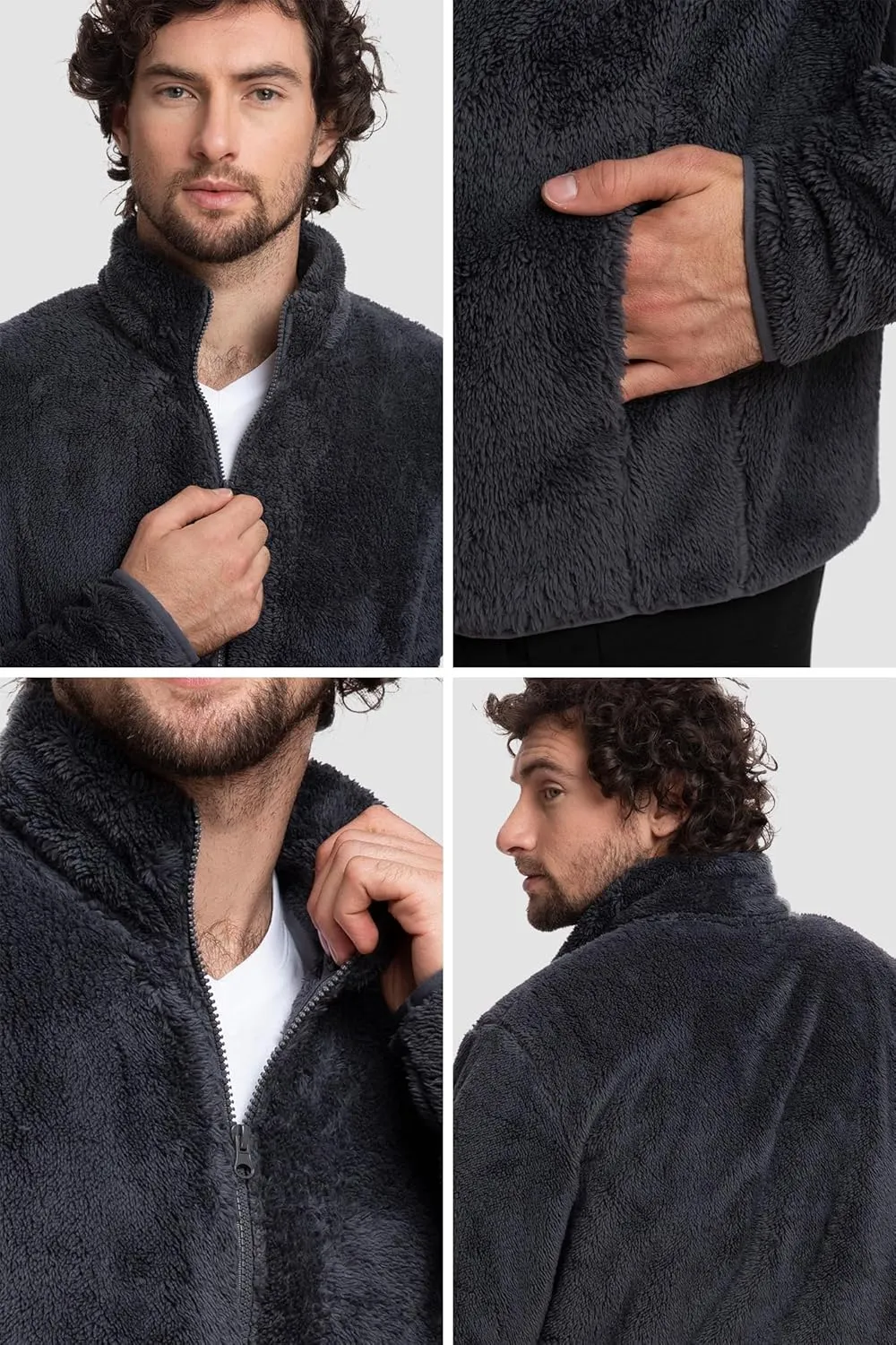 Mad Dog Men's Sherpa Jacket Ultimate Fuzzy Sweater for Men, Fleece Winter Coats, Mens Cold Weather Jackets