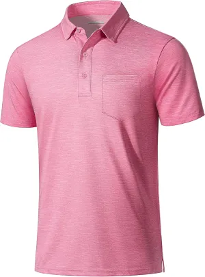 MAGCOMSEN Men's Short-Sleeve Golf Polo Shirts 3-Button Quick Dry Polo Athletic Casual Collared T-Shirt with Pocket