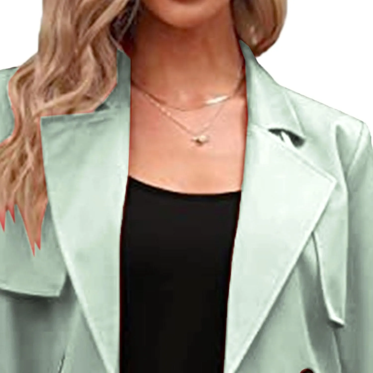 Maiyifu-GJ Trench Coat for Women Fall Winter Jackets Slim Fit Long Sleeve Windbreaker Lapel Double Breasted Trench Coat