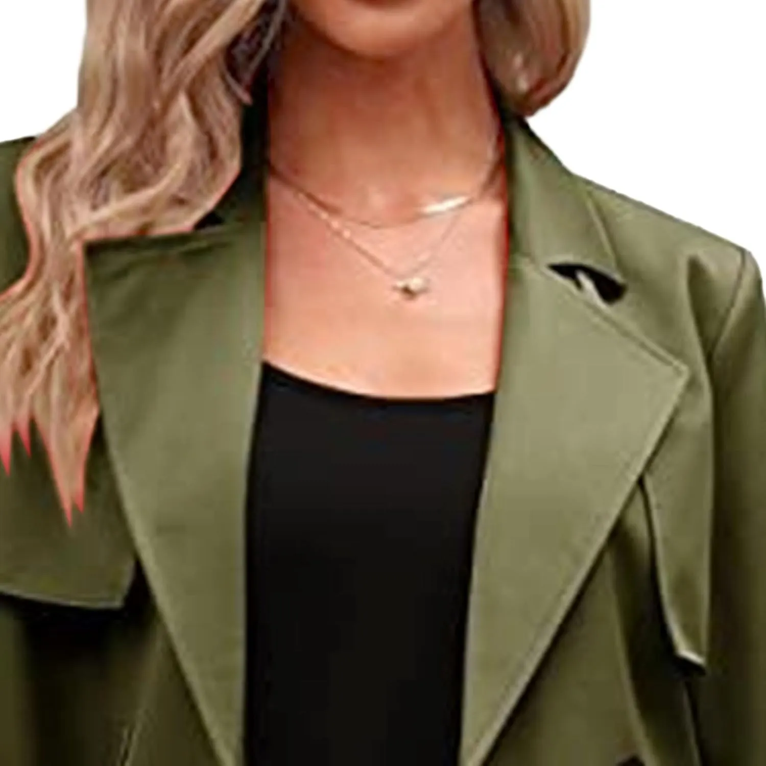 Maiyifu-GJ Trench Coat for Women Fall Winter Jackets Slim Fit Long Sleeve Windbreaker Lapel Double Breasted Trench Coat