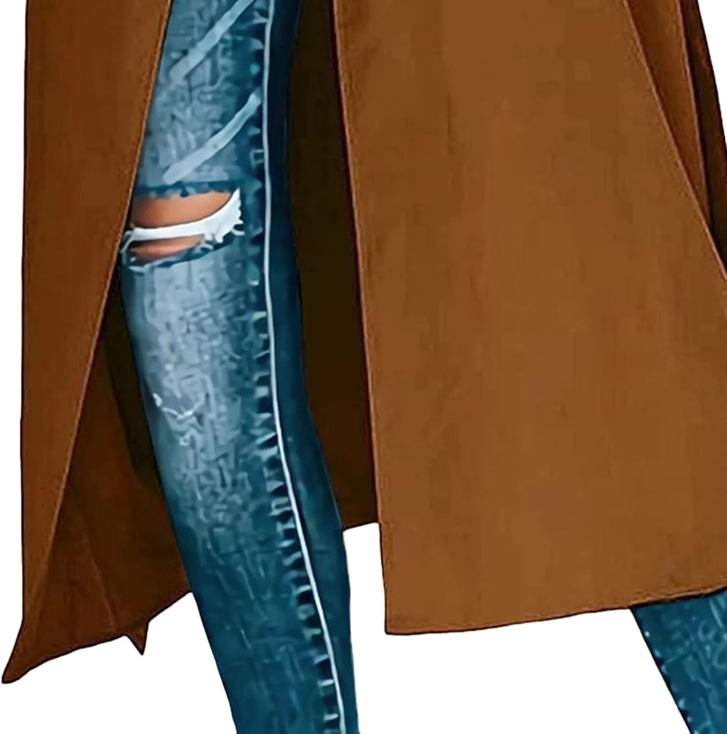 Maiyifu-GJ Trench Coat for Women Fall Winter Jackets Slim Fit Long Sleeve Windbreaker Lapel Double Breasted Trench Coat