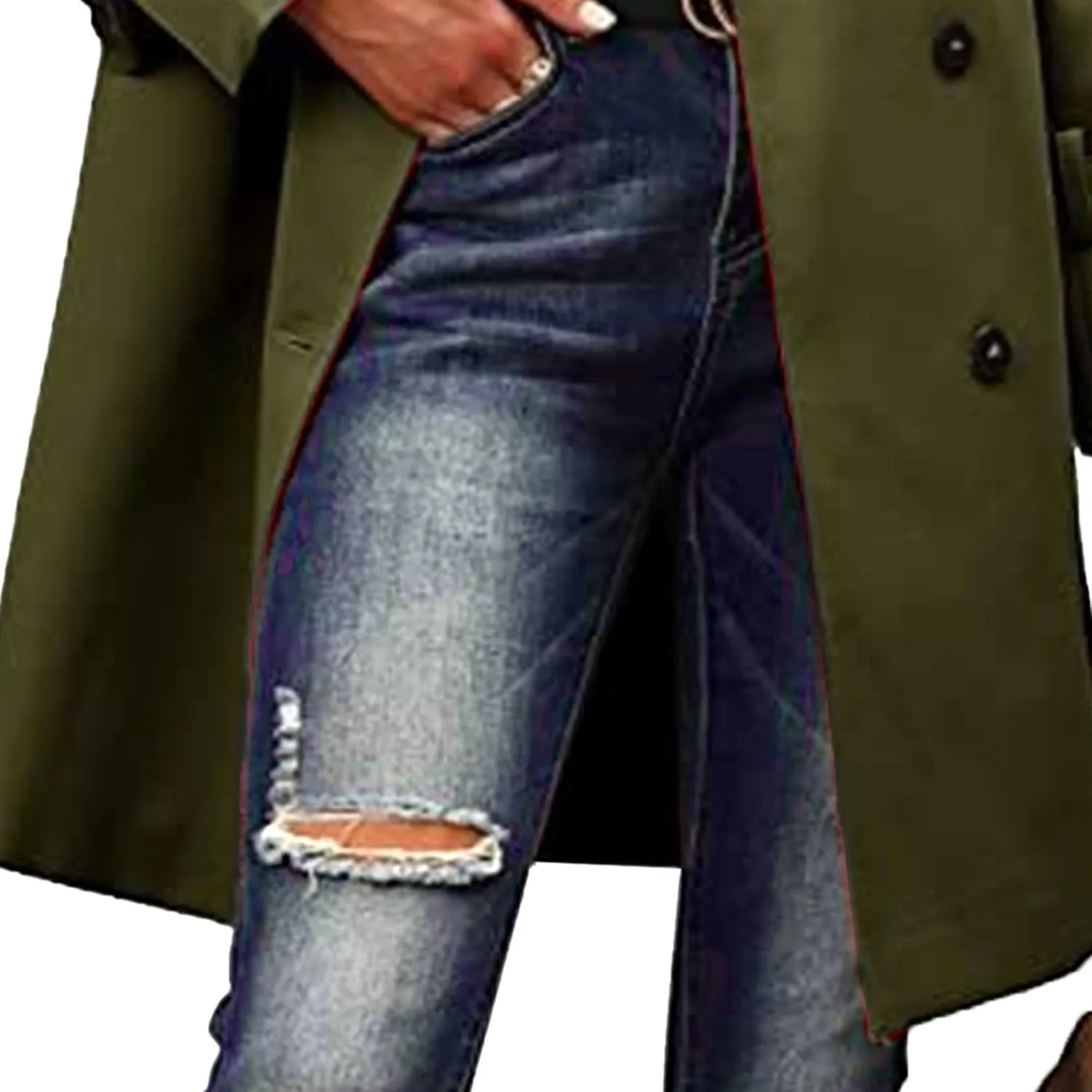 Maiyifu-GJ Trench Coat for Women Fall Winter Jackets Slim Fit Long Sleeve Windbreaker Lapel Double Breasted Trench Coat