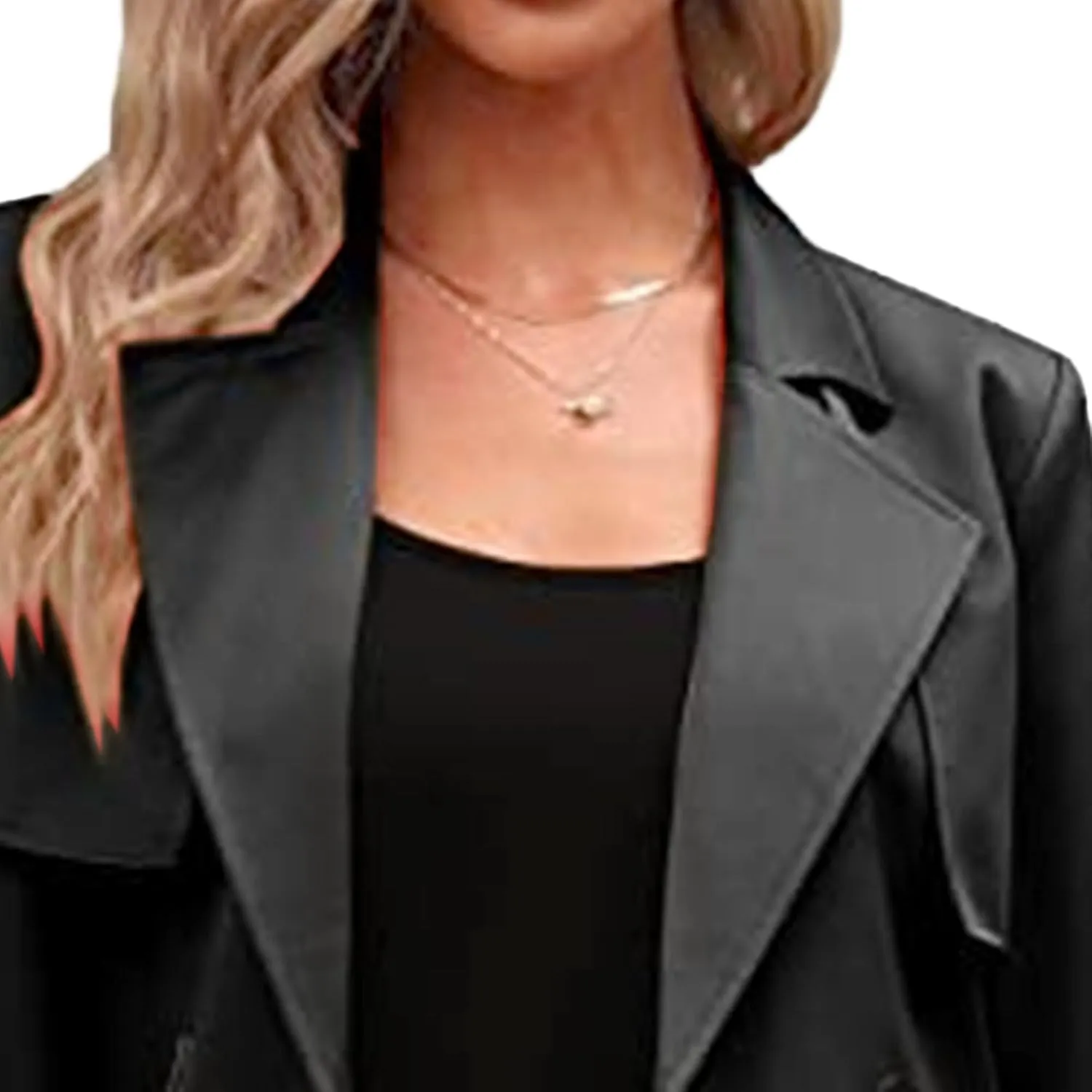 Maiyifu-GJ Trench Coat for Women Fall Winter Jackets Slim Fit Long Sleeve Windbreaker Lapel Double Breasted Trench Coat