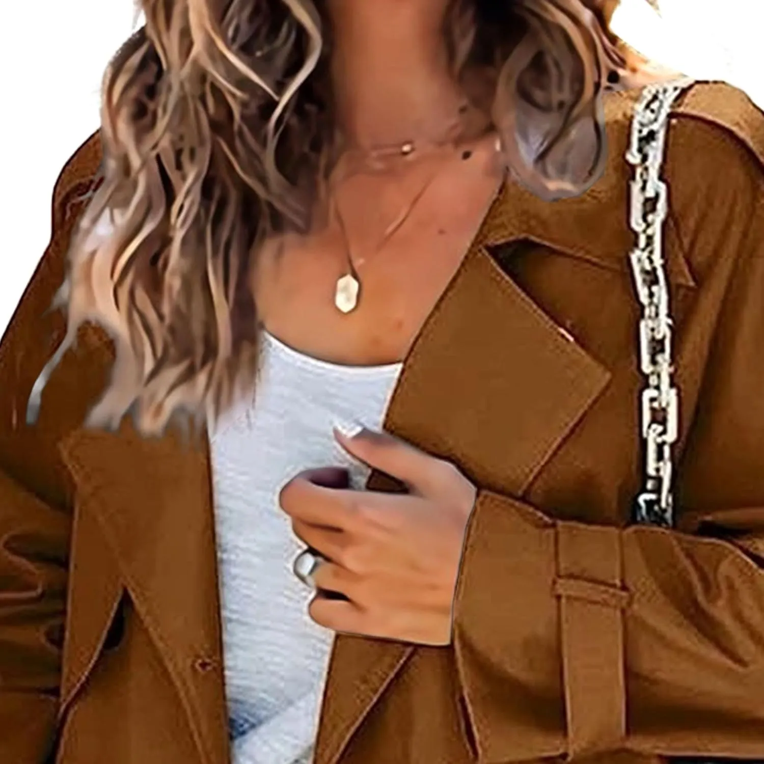 Maiyifu-GJ Trench Coat for Women Fall Winter Jackets Slim Fit Long Sleeve Windbreaker Lapel Double Breasted Trench Coat