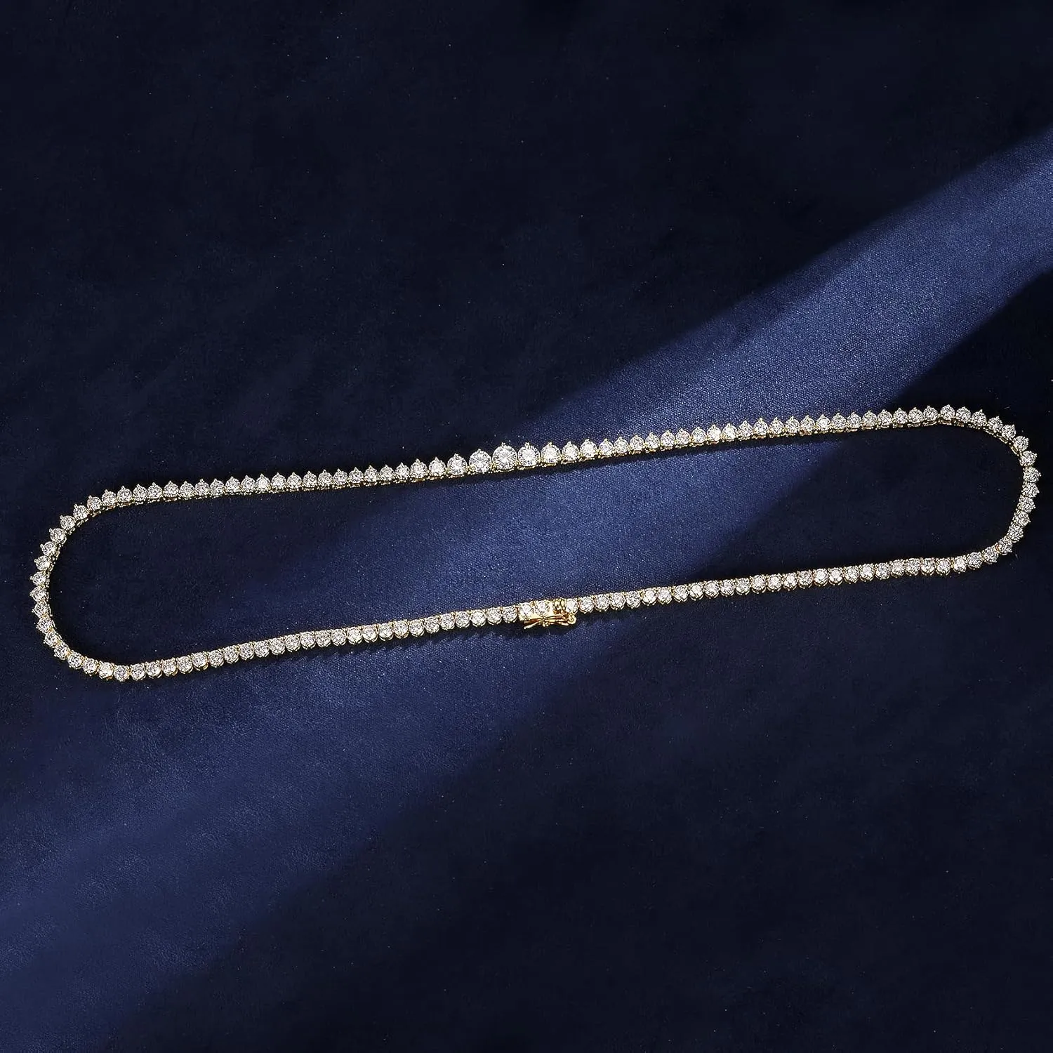 MDFUN Tennis Necklace Graduated 18K White Gold/Yellow Gold Plated | Gradient 3.0-5.0mm Round Cubic Zirconia Cut Faux Diamond 3 Prong Tennis Chain for Women and Men 16-24 inches