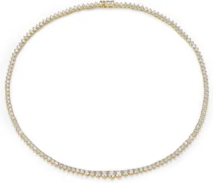 MDFUN Tennis Necklace Graduated 18K White Gold/Yellow Gold Plated | Gradient 3.0-5.0mm Round Cubic Zirconia Cut Faux Diamond 3 Prong Tennis Chain for Women and Men 16-24 inches
