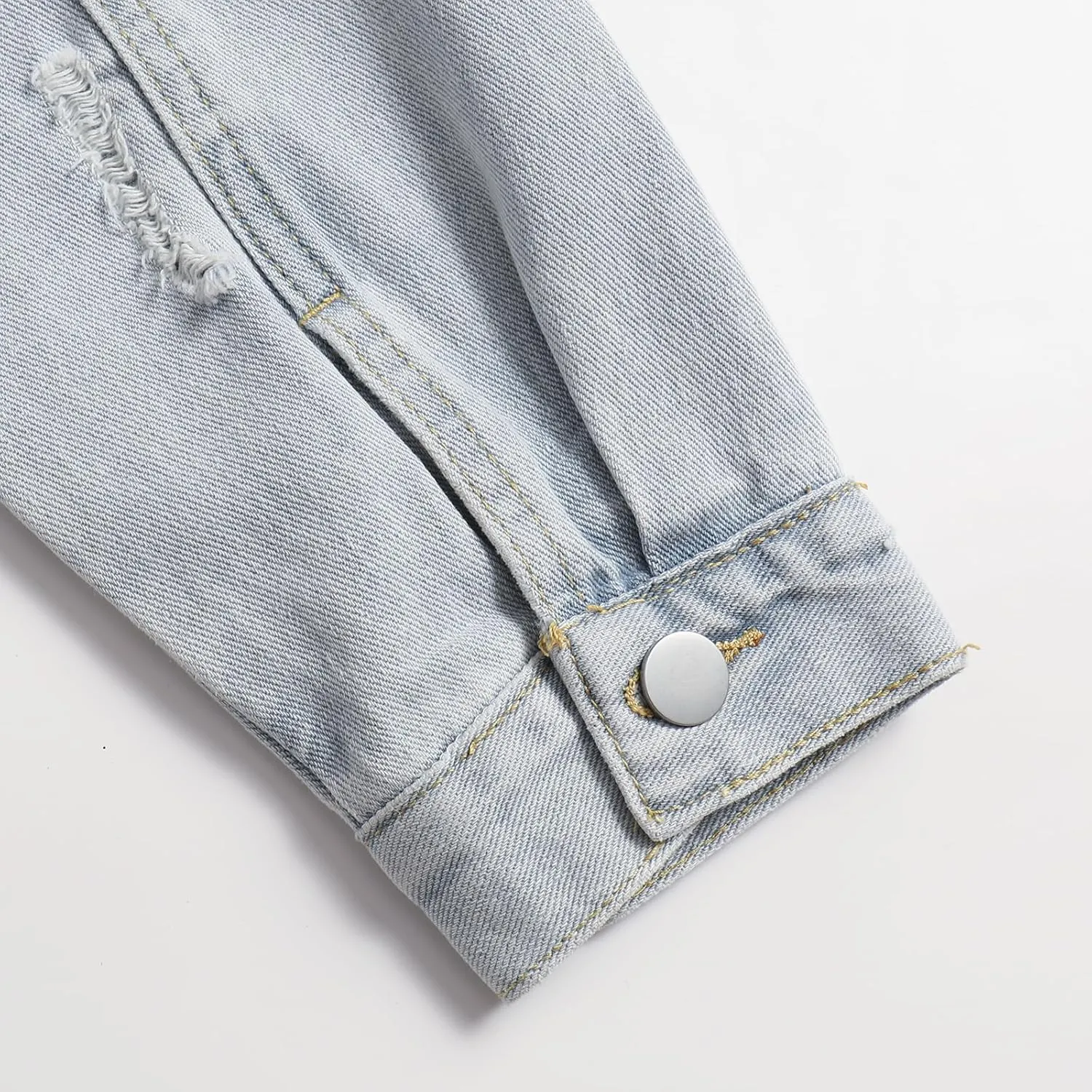 Men Casual Classic Ripped Denim Jacket Slim Jean Jacket Coat