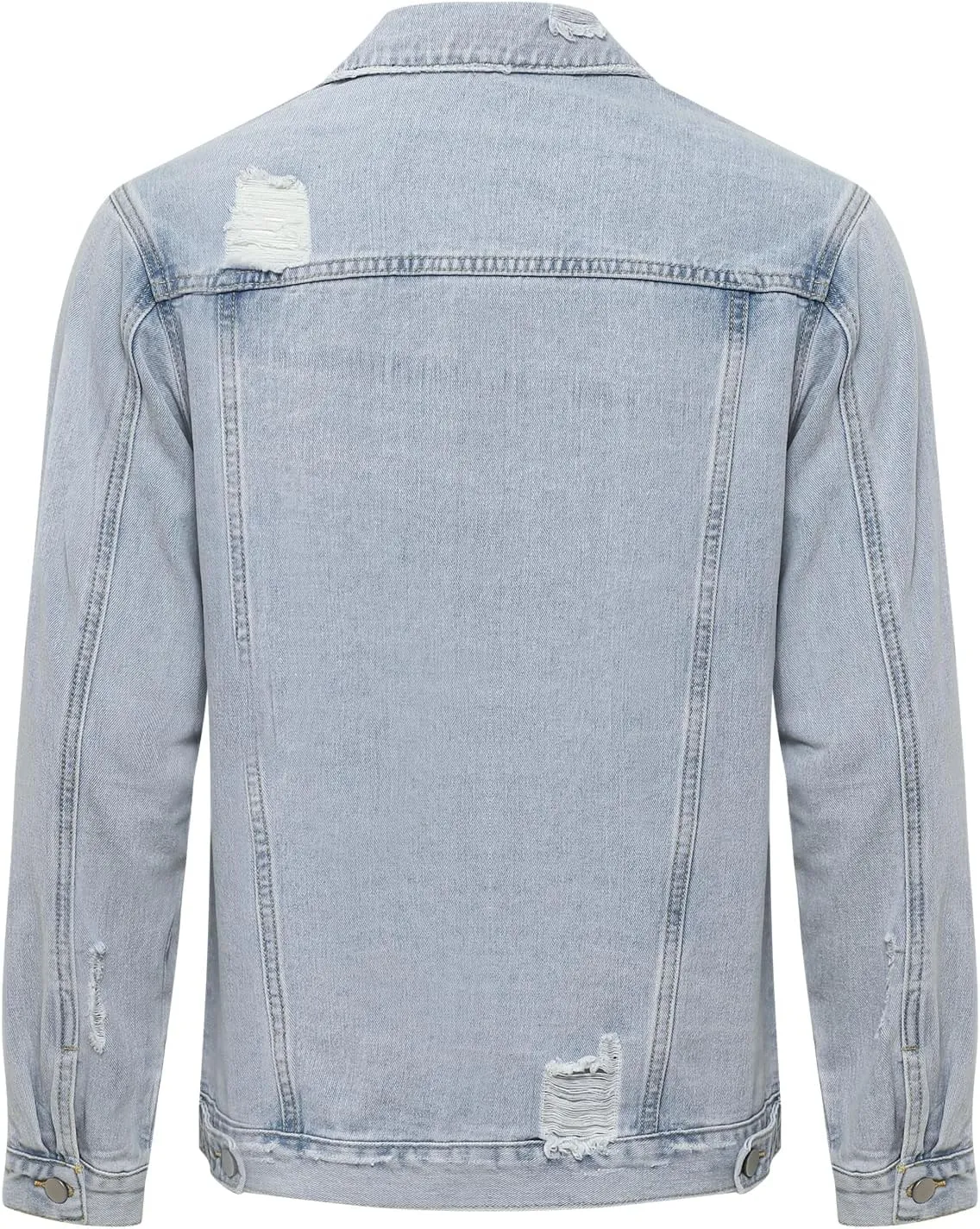 Men Casual Classic Ripped Denim Jacket Slim Jean Jacket Coat