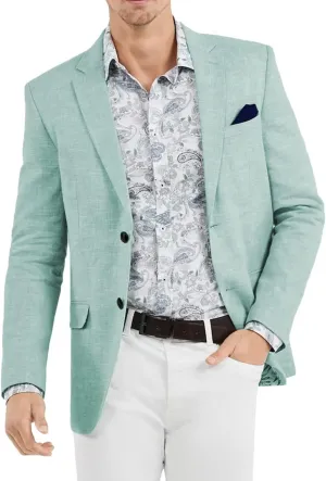 Men's Casual Slim Fit Linen Blazer Regular fit Jacket Lightweight 2 Button Blazer Sport Coat