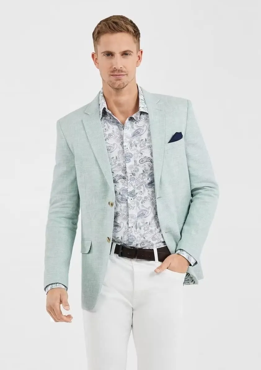 Men's Casual Slim Fit Linen Blazer Regular fit Jacket Lightweight 2 Button Blazer Sport Coat