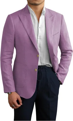 Men's Casual Slim Fit Linen Blazer Regular fit Jacket Lightweight 2 Button Blazer Sport Coat