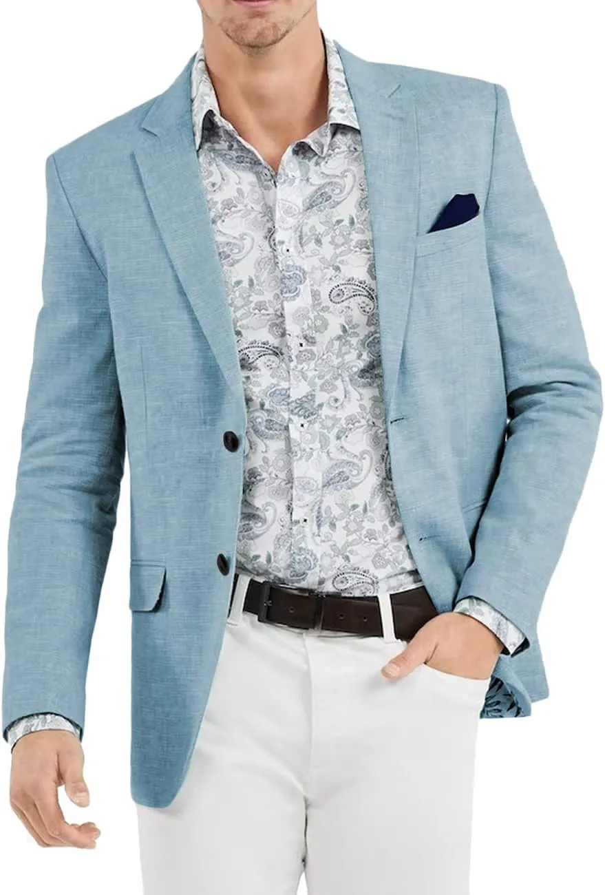 Men's Casual Slim Fit Linen Blazer Regular fit Jacket Lightweight 2 Button Blazer Sport Coat