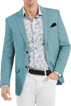 Men's Casual Slim Fit Linen Blazer Regular fit Jacket Lightweight 2 Button Blazer Sport Coat