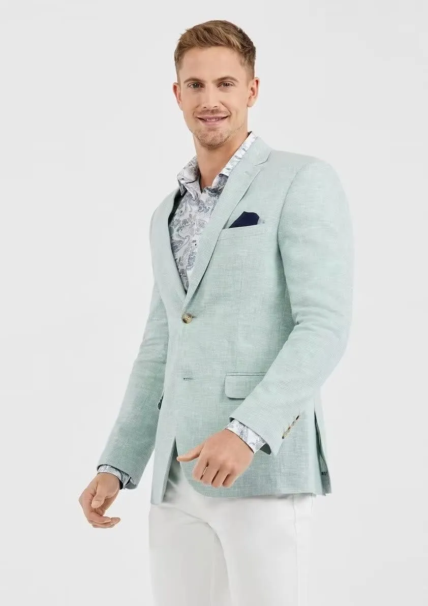 Men's Casual Slim Fit Linen Blazer Regular fit Jacket Lightweight 2 Button Blazer Sport Coat
