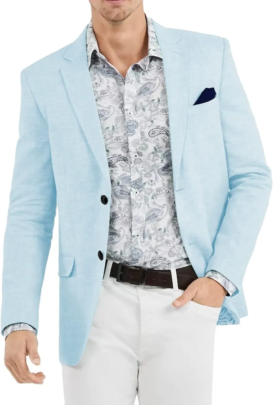 Men's Casual Slim Fit Linen Blazer Regular fit Jacket Lightweight 2 Button Blazer Sport Coat