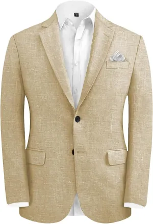 Men's Fashion Casual Slim Fit Linen Blazer Regular fit Jacket Lightweight 2 Button Blazer Sport Coat