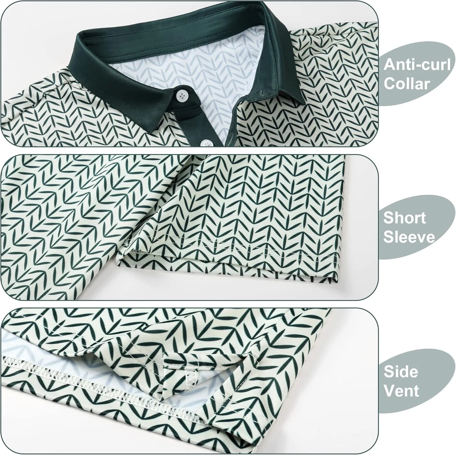 Men's Golf Shirts-Moisture Wicking Dry Fit Performance Recycled Polo Short Sleeve for Bussiness Casual Tennis