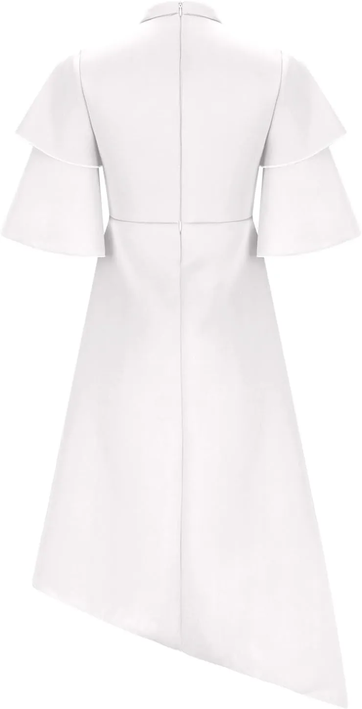 Midi Dresses for Women Casual Boho Flare Sleeve Asymmetrical Hem Dress Fall Fashion Club Party Dresses Trendy Clothes