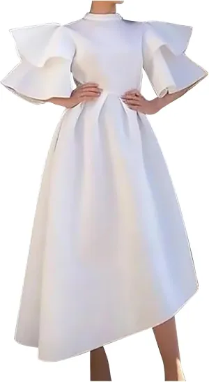 Midi Dresses for Women Casual Boho Flare Sleeve Asymmetrical Hem Dress Fall Fashion Club Party Dresses Trendy Clothes