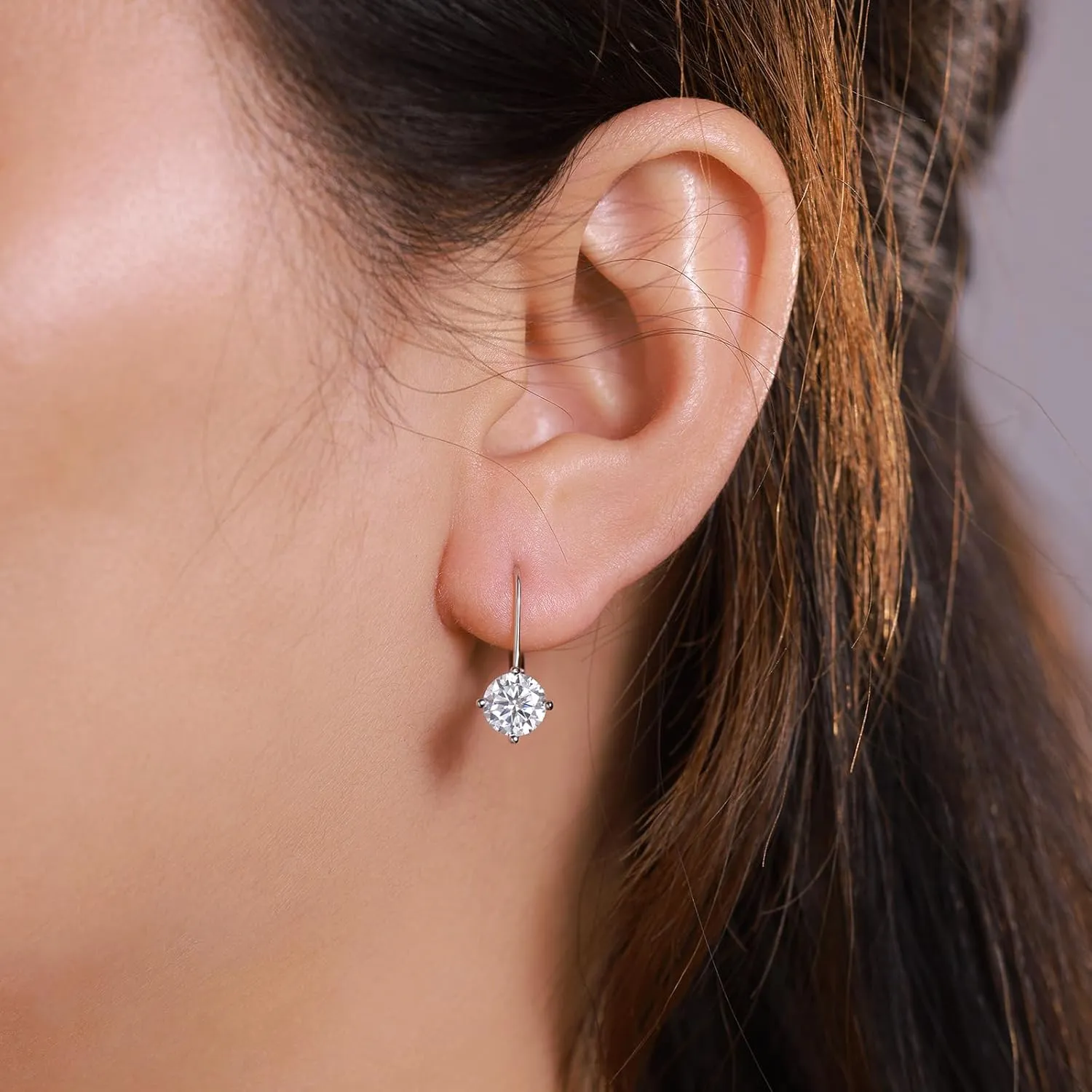 Moissanite Earrings, 925 Sterling Silver 18K White Gold Plating Earrings for Women Men (0.6-4ct)