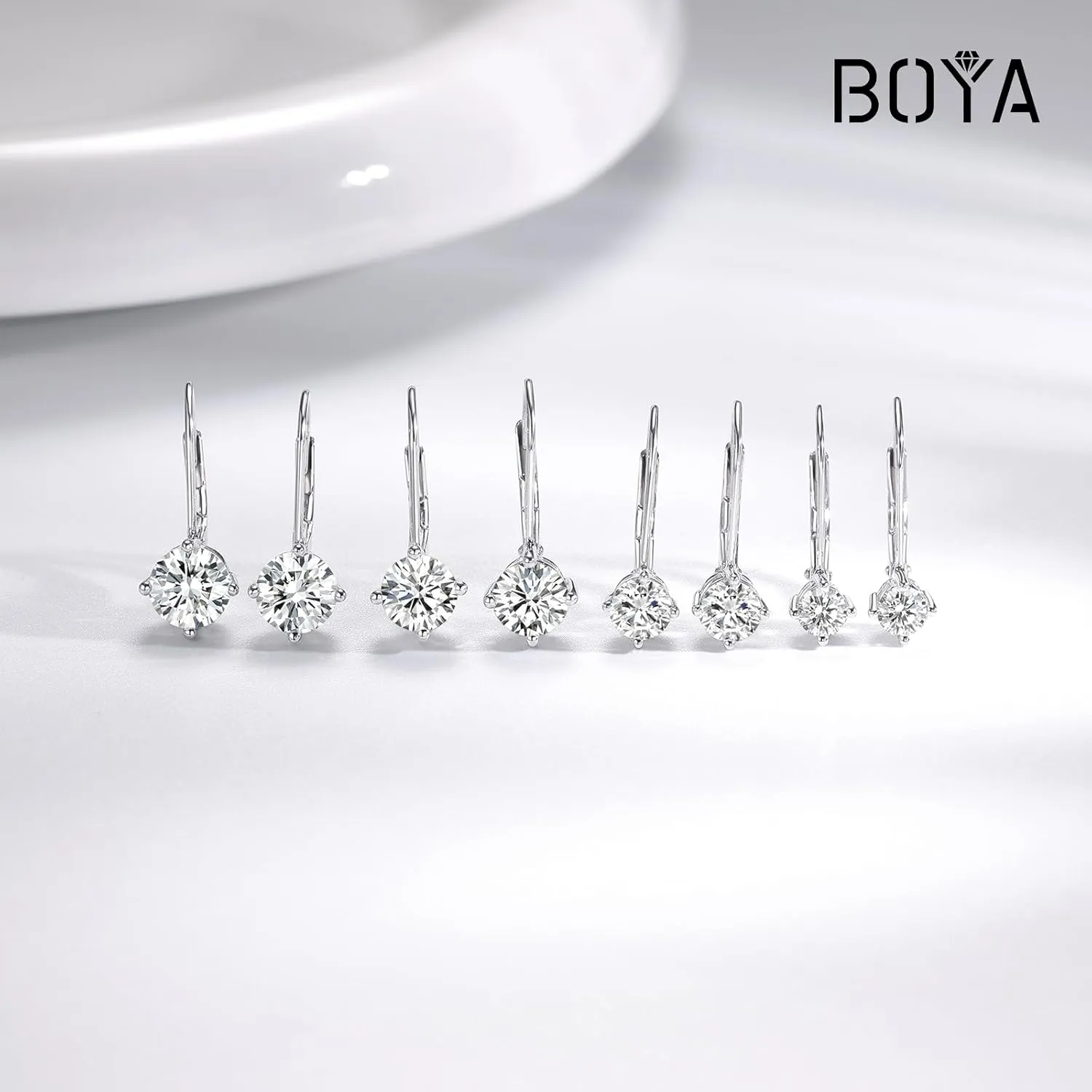 Moissanite Earrings, 925 Sterling Silver 18K White Gold Plating Earrings for Women Men (0.6-4ct)