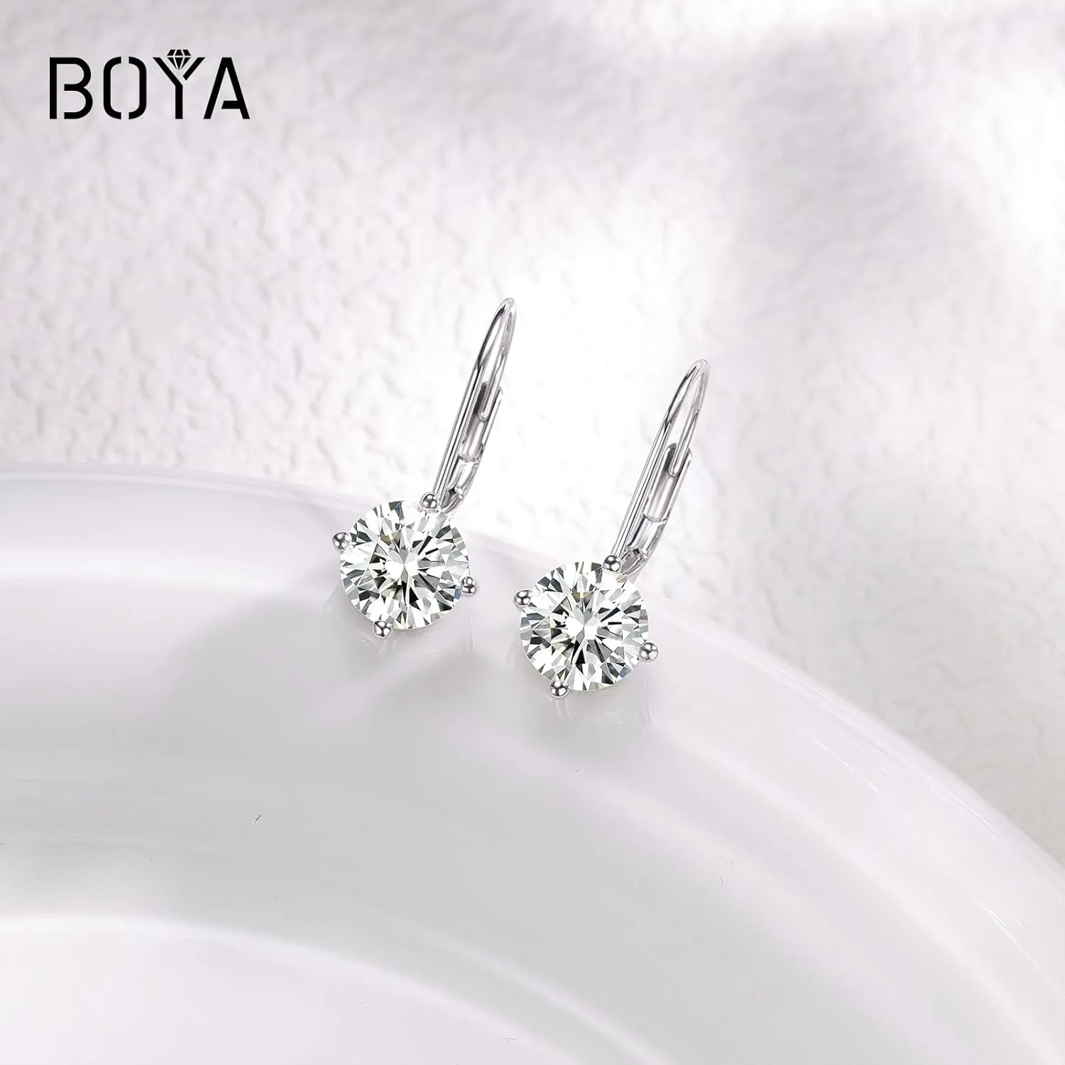 Moissanite Earrings, 925 Sterling Silver 18K White Gold Plating Earrings for Women Men (0.6-4ct)