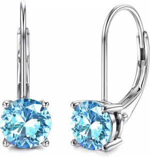 Moissanite Earrings,1.0ct-2.0ct D Color Brilliant Round Cut Lab Created Diamond Earrings 18K White Gold Plated Sterling Silver Dangle Earrings Moissanite Leverback Drop Earrings