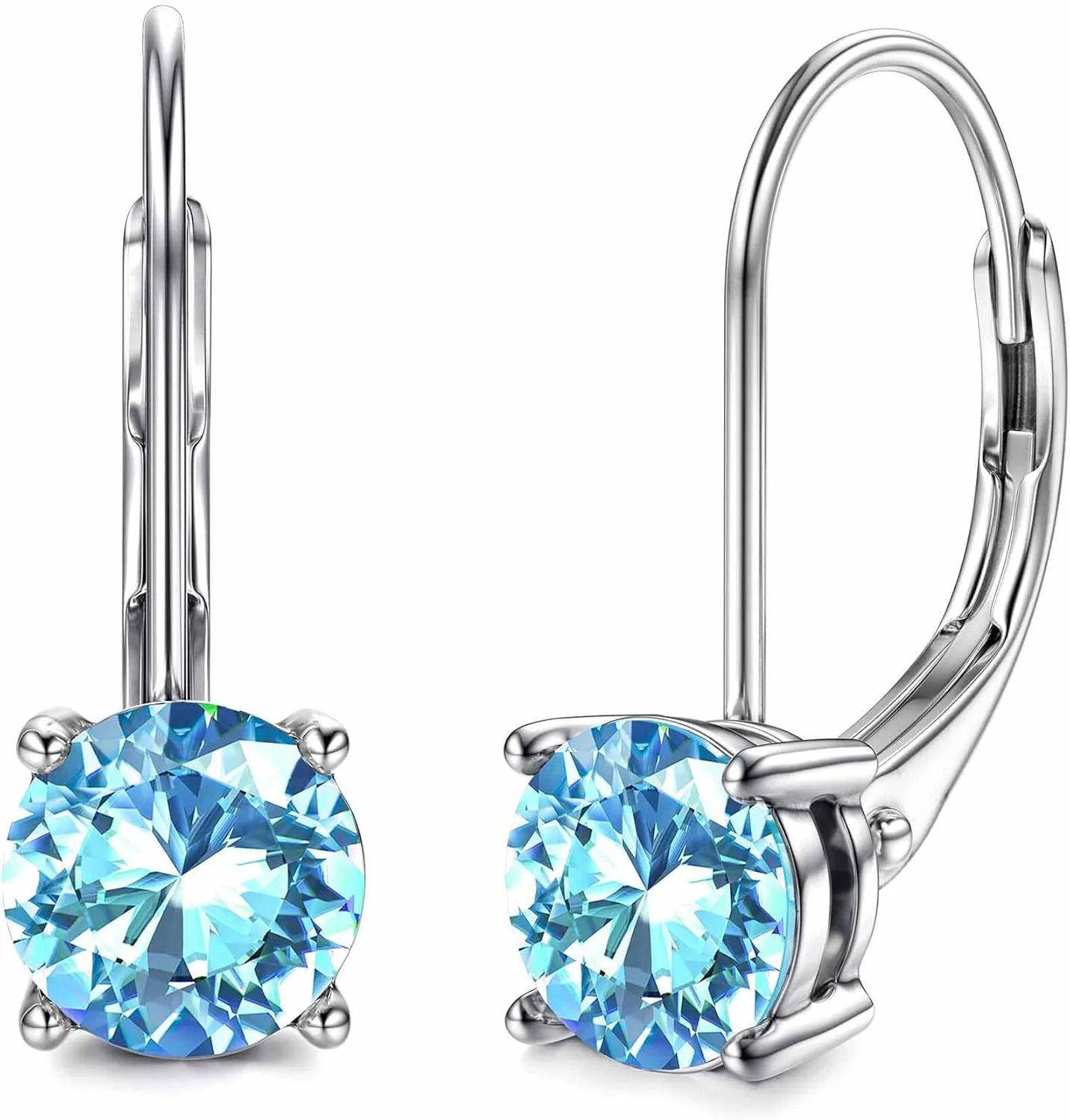 Moissanite Earrings,1.0ct-2.0ct D Color Brilliant Round Cut Lab Created Diamond Earrings 18K White Gold Plated Sterling Silver Dangle Earrings Moissanite Leverback Drop Earrings