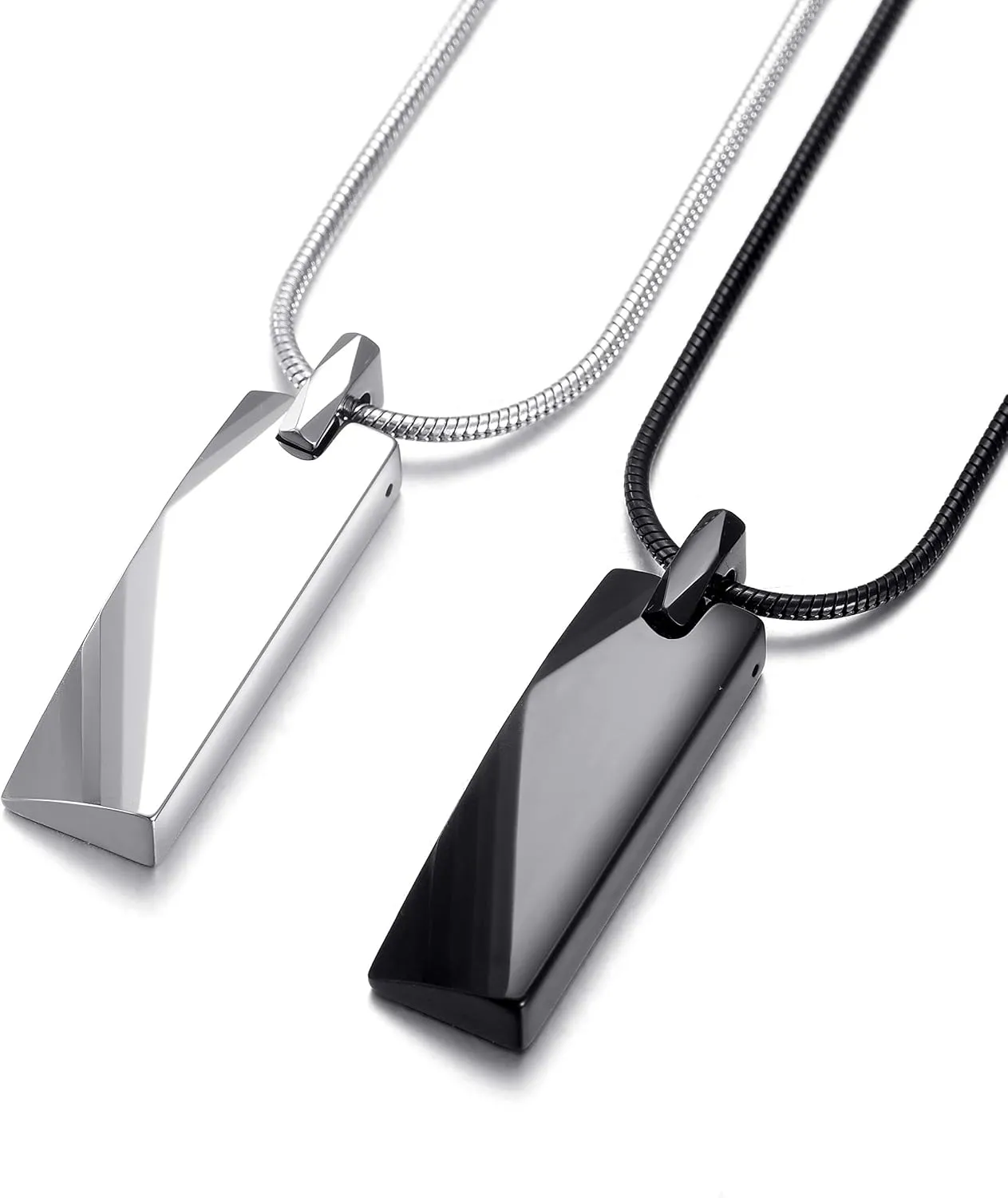 MOO&LEE Men's Tungsten Bar Pendant Necklace with 22 Inches Stainless Steel Snake Chain