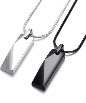 MOO&LEE Men's Tungsten Bar Pendant Necklace with 22 Inches Stainless Steel Snake Chain
