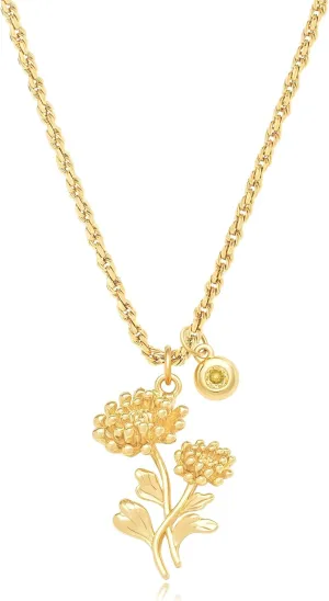 MYEARS Women Birth Flower Necklace Gold Birthstone 12 Month Bouquet Pendant Floral 18K Gold Vacuum Filled 2MM Twist Rope Chain Personalized Jewelry Birthday