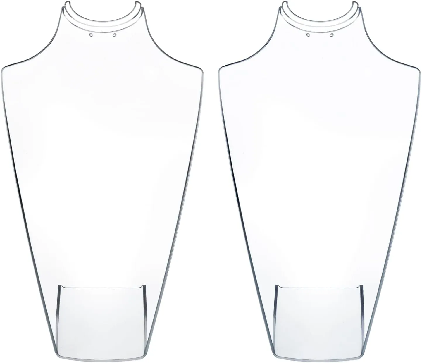 MyGift 12 Inch Clear Acrylic Necklace and Earring 3D Bust Jewelry Display Stand, Tabletop Neck Form Base Chain Holder for Home or Retail Showcase, Set of 2