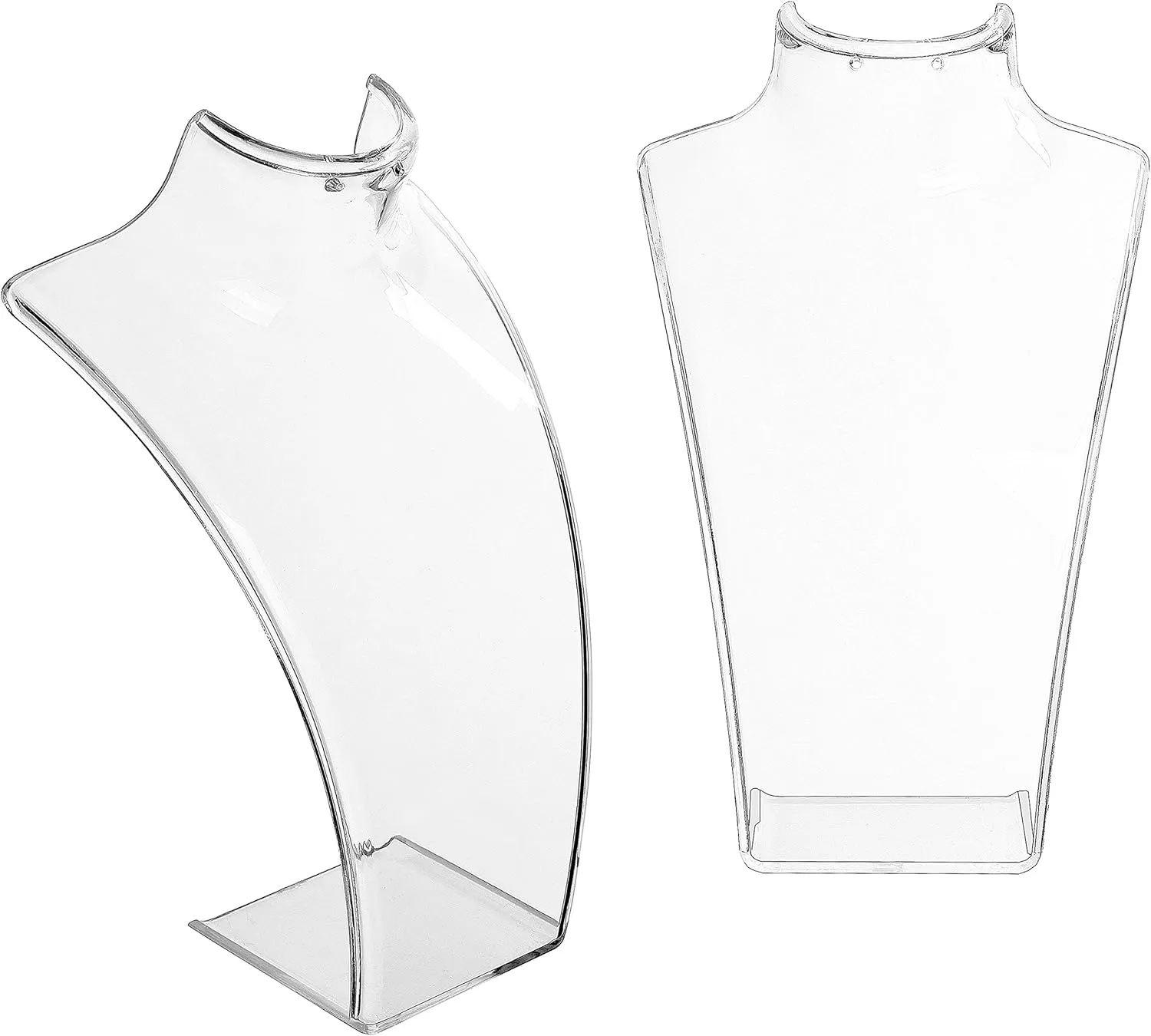 MyGift 8-Inch Clear Acrylic Necklace & Earring Jewelry 3D Bust Display Stand, Set of 2
