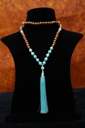 Natural Amazonite And Sandalwood 8mm 108 Mala Beads, Spiritual, Meditation Beads, Reiki, Japa Mala, Buddhist Prayer Beads, Yoga Bracelet, healing beads LKMALA-RRGU-3393