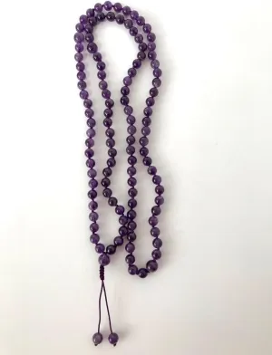 Natural Amethyst 8mm 108 Mala Beads, Spiritual, Meditation Beads, Reiki, Japa Mala, Buddhist Prayer Beads, Yoga Bracelet, healing beads LKMALA-RRGU-3295