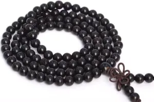Natural Black Ebony Blackwood 6mm 108 Mala Beads, Spiritual, Meditation Beads, Reiki, Japa Mala, Buddhist Prayer Beads, Yoga Bracelet, healing beads LKMALA-RRGU-2847, 34 inch