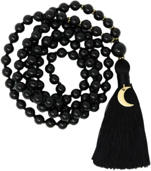 Natural Black Tourmaline 8mm 108 Mala Beads, Spiritual, Meditation Beads, Reiki, Japa Mala, Buddhist Prayer Beads, Yoga Bracelet, healing beads LKMALA-RRGU-3961