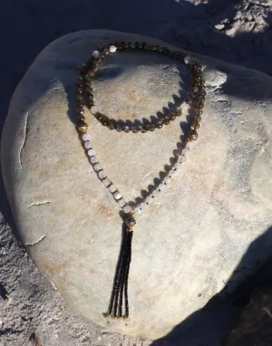 Natural Labradorite and Rainbow Moonstone 6mm 108 Mala Beads, Spiritual, Meditation Beads, Reiki, Japa Mala, Buddhist Prayer Beads, Yoga Bracelet, healing beads LKMALA-RRGU-2889, 34 inch