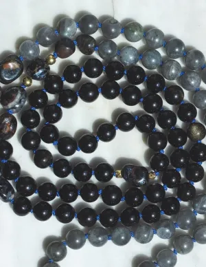 Natural Labradorite, Pietersite, Gold Obsidian 8mm 108 Mala Beads, Spiritual, Meditation Beads, Reiki, Japa Mala, Buddhist Prayer Beads, Yoga Bracelet, healing beads LKMALA-RRGU-3800