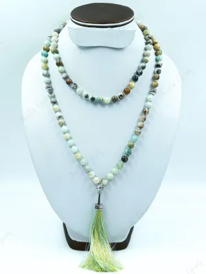 Natural Multi Amazonite 6mm 108 Mala Beads, Spiritual, Meditation Beads, Reiki, Japa Mala, Buddhist Prayer Beads, Yoga Bracelet, healing beads LKMALA-RRGU-2737