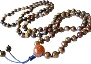 Natural Pietersite, Sunstone, Black Spinel 8mm-12mm 108 Mala Beads, Spiritual, Meditation Beads, Reiki, Japa Mala, Buddhist Prayer Beads, Yoga Bracelet, Healing Beads LKMALA-RRGU-1033