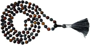 Natural Red Iron Gray Blue Brown Hawk's Tigers Eye 8mm 108 Mala Beads, Spiritual, Meditation Beads, Reiki, Japa Mala, Buddhist Prayer Beads, Yoga Bracelet, healing beads LKMALA-RRGU-1844
