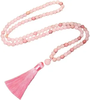 Natural Rose Quartz 8mm 108 Mala Beads, Spiritual, Meditation Beads, Reiki, Japa Mala, Buddhist Prayer Beads, Yoga Bracelet, healing beads LKMALA-RRGU-2823