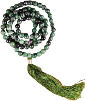 Natural RUBY ZOISITE 8mm 108 Mala Beads, Spiritual, Meditation Beads, Reiki, Japa Mala, Buddhist Prayer Beads, Yoga Bracelet, healing beads LKMALA-RRGU-3087