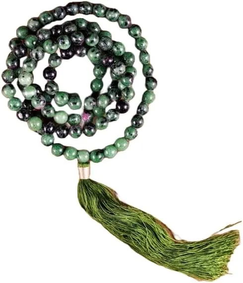 Natural RUBY ZOISITE 8mm 108 Mala Beads, Spiritual, Meditation Beads, Reiki, Japa Mala, Buddhist Prayer Beads, Yoga Bracelet, healing beads LKMALA-RRGU-3087