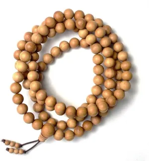 Natural Sandalwood 6mm 108 Mala Beads, Spiritual, Meditation Beads, Reiki, Japa Mala, Buddhist Prayer Beads, Yoga Bracelet, healing beads LKMALA-RRGU-3150